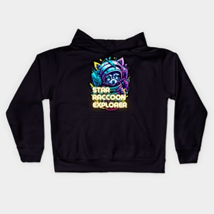 Galactic Raccoon Astronaut - Neon Space Explorer Kids Hoodie